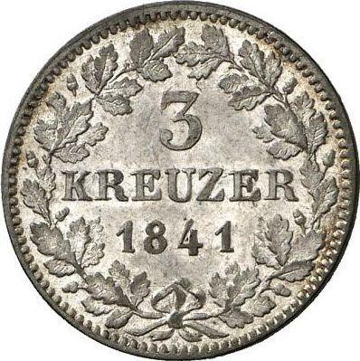 Реверс монеты - 3 крейцера 1841 года - цена серебряной монеты - Вюртемберг, Вильгельм I