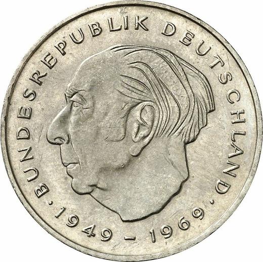 Аверс монеты - 2 марки 1982 года F "Теодор Хойс" - цена  монеты - Германия, ФРГ