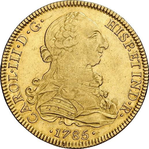Аверс монеты - 8 эскудо 1785 года Mo FM - цена золотой монеты - Мексика, Карл III