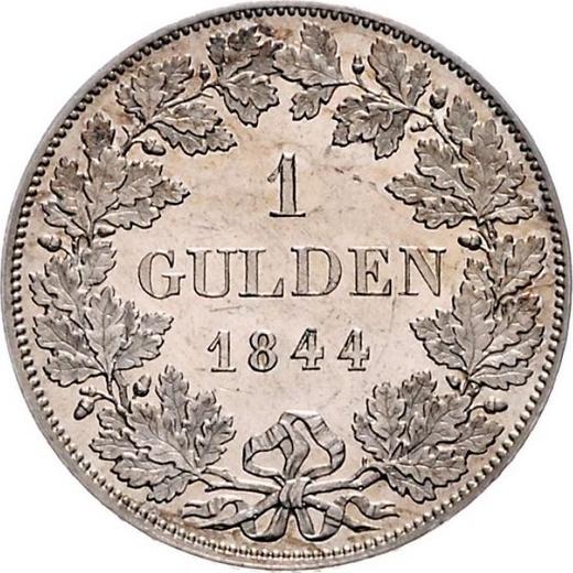Реверс монеты - 1 гульден 1844 года - цена серебряной монеты - Бавария, Людвиг I