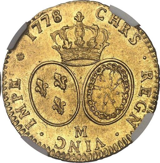 Reverse Double Louis d'Or 1778 M Toulouse - Gold Coin Value - France, Louis XVI