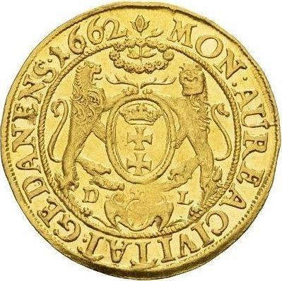 Reverso Ducado 1662 DL "Gdańsk" - valor de la moneda de oro - Polonia, Juan II Casimiro