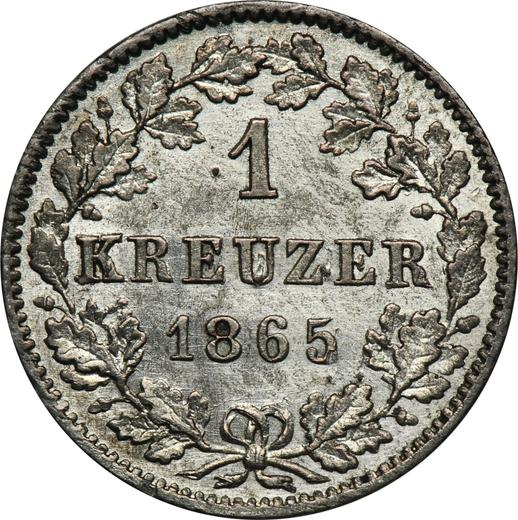 Реверс монеты - 1 крейцер 1865 года - цена серебряной монеты - Вюртемберг, Карл I