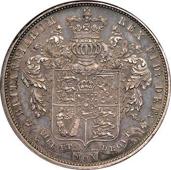 Реверс монеты - 1/2 кроны (Полукрона) 1825 года Гладкий гурт - цена серебряной монеты - Великобритания, Георг IV