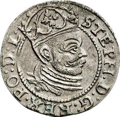 Аверс монеты - 1 грош 1584 года "Рига" - цена серебряной монеты - Польша, Стефан Баторий