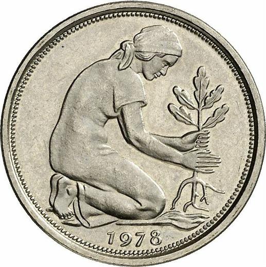 Реверс монеты - 50 пфеннигов 1978 года D - цена  монеты - Германия, ФРГ