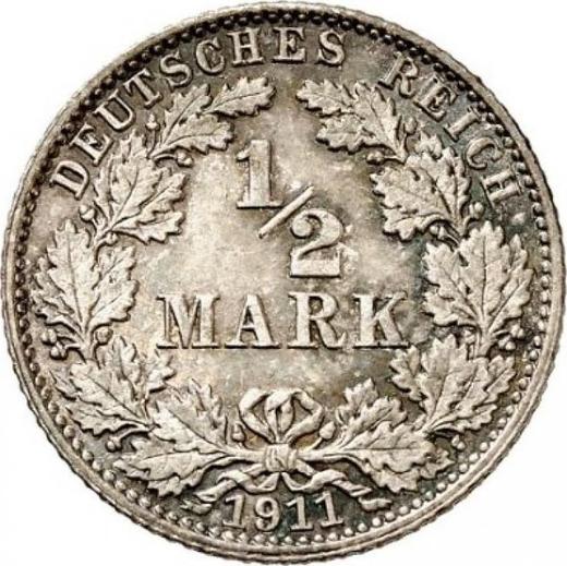 Anverso Medio marco 1911 J "Tipo 1905-1919" - valor de la moneda de plata - Alemania, Imperio alemán