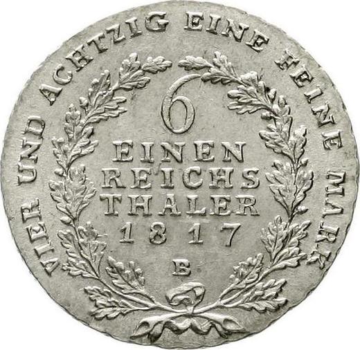Rewers monety - 1/6 talara 1817 B "Typ 1809-1818" - cena srebrnej monety - Prusy, Fryderyk Wilhelm III