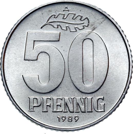Anverso 50 Pfennige 1989 A - valor de la moneda  - Alemania, República Democrática Alemana (RDA)