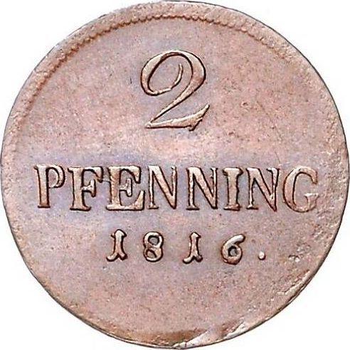 Реверс монеты - 2 пфеннига 1816 года - цена  монеты - Бавария, Максимилиан I
