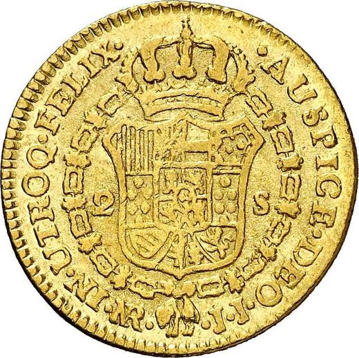 Реверс монеты - 2 эскудо 1785 года NR JJ - цена золотой монеты - Колумбия, Карл III