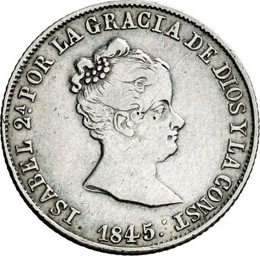 Obverse 4 Reales 1845 B PS - Silver Coin Value - Spain, Isabella II