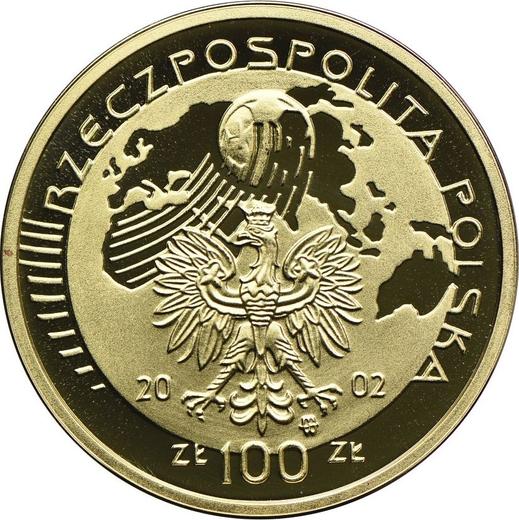 Obverse 100 Zlotych 2002 MW "World Football Cup 2002" - Gold Coin Value - Poland, III Republic after denomination
