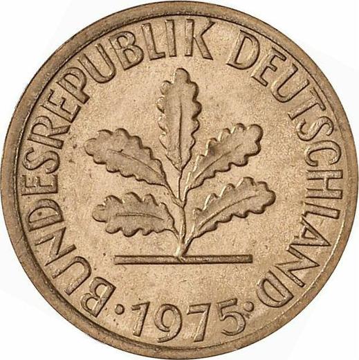 Реверс монеты - 1 пфенниг 1975 года G - цена  монеты - Германия, ФРГ