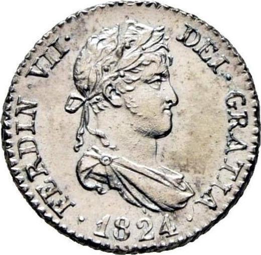 Аверс монеты - 1/2 реала 1824 года M AJ - цена серебряной монеты - Испания, Фердинанд VII