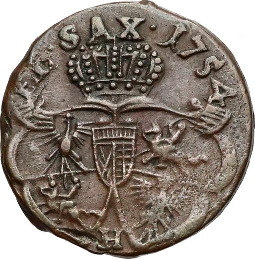 Reverso Szeląg 1754 "de corona" Marcado con letras - valor de la moneda  - Polonia, Augusto III
