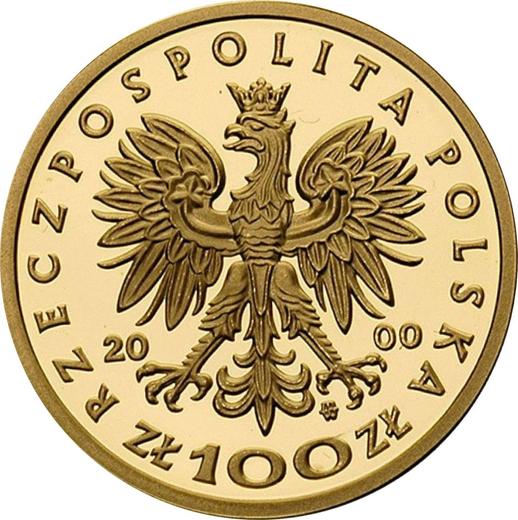 Anverso 100 eslotis 2000 MW ET "Juan II Casimiro" - valor de la moneda de oro - Polonia, República moderna