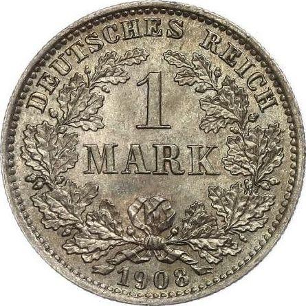 Awers monety - 1 marka 1908 E "Typ 1891-1916" - cena srebrnej monety - Niemcy, Cesarstwo Niemieckie