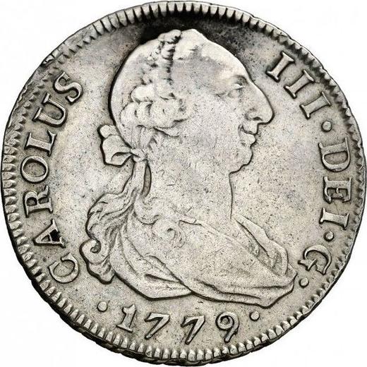 Аверс монеты - 4 реала 1779 года S CF - цена серебряной монеты - Испания, Карл III