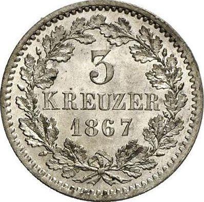 Reverse 3 Kreuzer 1867 - Silver Coin Value - Baden, Frederick I