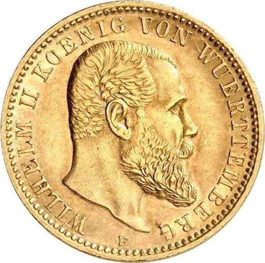 Аверс монеты - 10 марок 1900 года F "Вюртемберг" - цена золотой монеты - Германия, Германская Империя