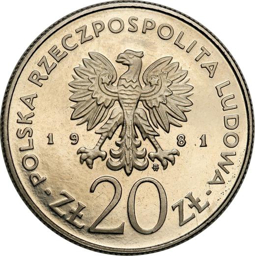 Аверс монеты - Пробные 20 злотых 1981 года MW "Краков" Никель - цена  монеты - Польша, Народная Республика