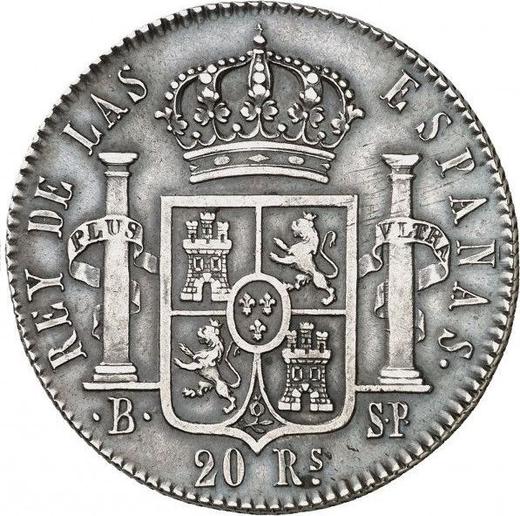 Rewers monety - 20 réales 1822 B SP - cena srebrnej monety - Hiszpania, Ferdynand VII