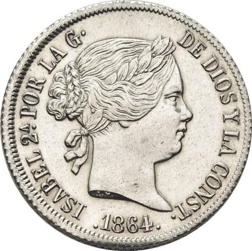 Avers 4 Reales 1864 Sechs spitze Sterne - Silbermünze Wert - Spanien, Isabella II