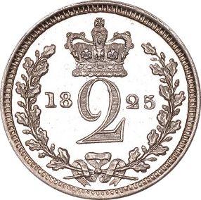 Реверс монеты - 2 пенса 1825 года "Монди" - цена серебряной монеты - Великобритания, Георг IV