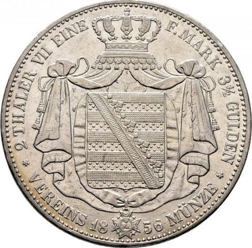Reverso 2 táleros 1856 F - valor de la moneda de plata - Sajonia, Juan