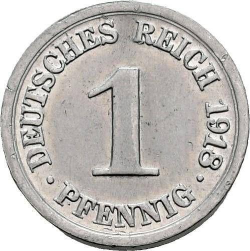Anverso 1 Pfennig 1918 A "Tipo 1916-1918" - valor de la moneda  - Alemania, Imperio alemán