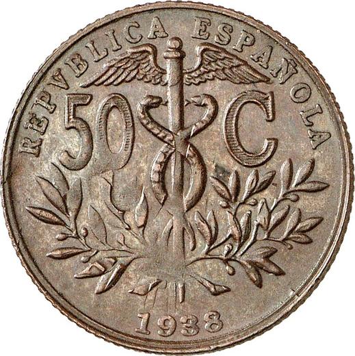 Anverso Pruebas 50 céntimos 1938 - valor de la moneda  - España, II República