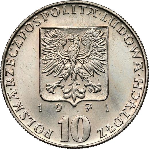 Аверс монеты - Пробные 10 злотых 1971 года MW "ФАО" Медно-никель - цена  монеты - Польша, Народная Республика