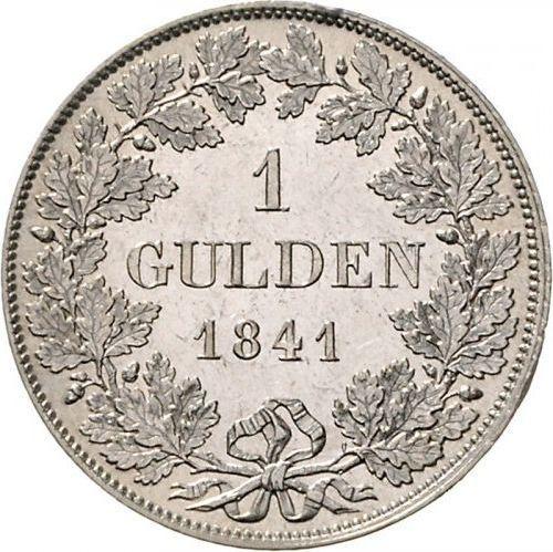 Реверс монеты - 1 гульден 1841 года - цена серебряной монеты - Бавария, Людвиг I