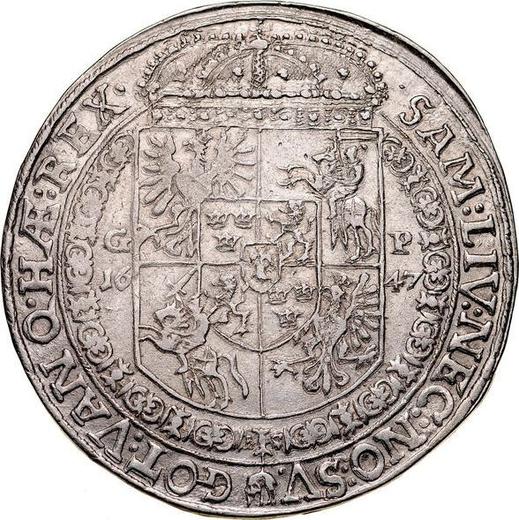 Rewers monety - Talar 1647 GP - cena srebrnej monety - Polska, Władysław IV