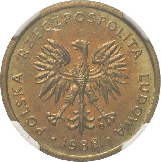 Аверс монеты - 2 злотых 1988 года MW - цена  монеты - Польша, Народная Республика