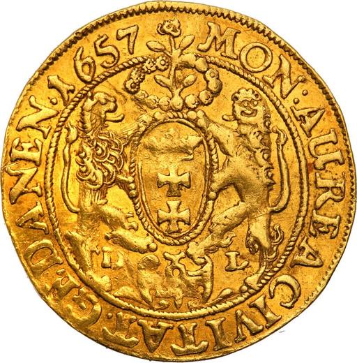 Rewers monety - Dukat 1657 DL "Gdańsk" - cena złotej monety - Polska, Jan II Kazimierz
