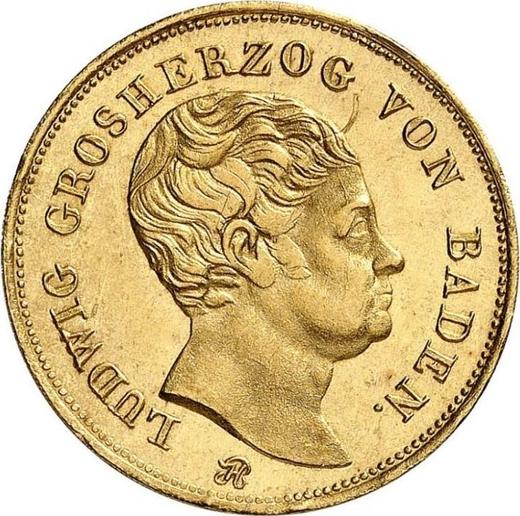 Аверс монеты - 10 гульденов 1819 года PH - цена золотой монеты - Баден, Людвиг I