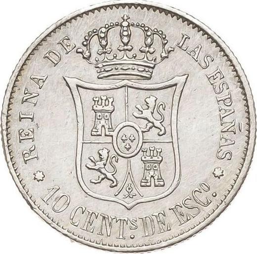 Revers 10 Centimos de Escudo 1866 Sieben spitze Sterne - Silbermünze Wert - Spanien, Isabella II