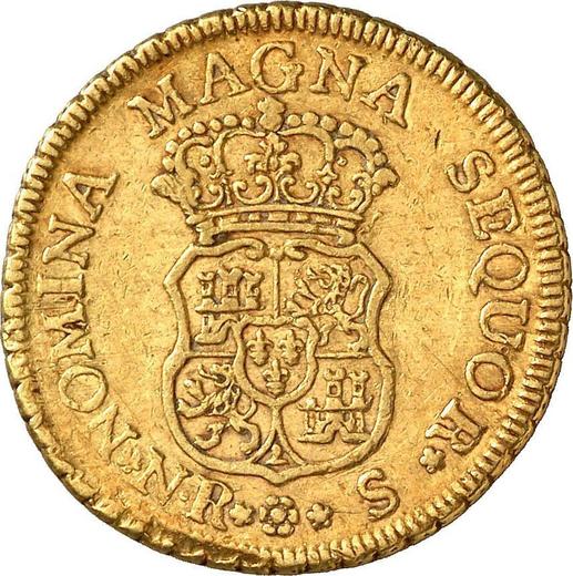 Reverso 2 escudos 1756 NR S "Tipo 1756-1760" - valor de la moneda de oro - Colombia, Fernando VI