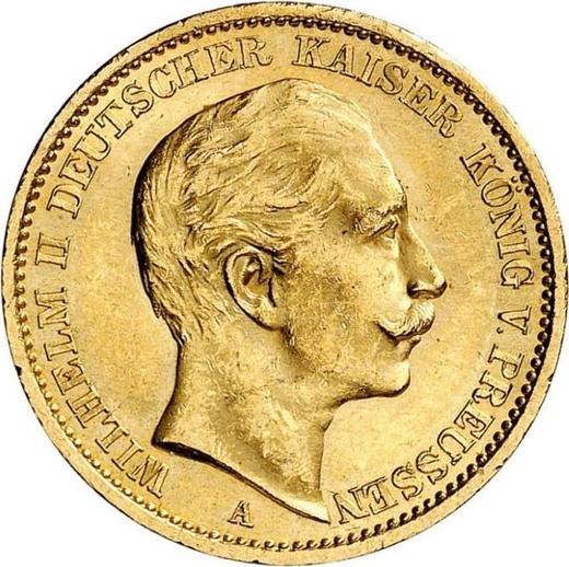 Аверс монеты - 20 марок 1909 года A "Пруссия" - цена золотой монеты - Германия, Германская Империя