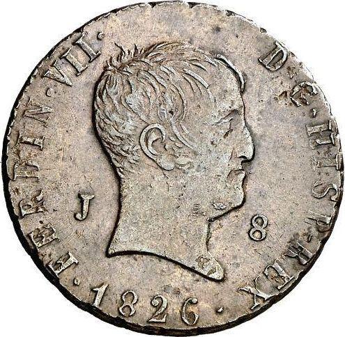 Аверс монеты - 8 мараведи 1826 года J "Тип 1823-1827" - цена  монеты - Испания, Фердинанд VII