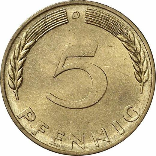 Anverso 5 Pfennige 1969 D - valor de la moneda  - Alemania, RFA