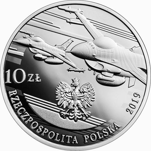 Аверс монеты - 10 злотых 2019 года "100 лет польской военной авиации" - цена серебряной монеты - Польша, III Республика после деноминации