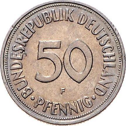 Аверс монеты - 50 пфеннигов 1949-2001 года Магнитная - цена  монеты - Германия, ФРГ