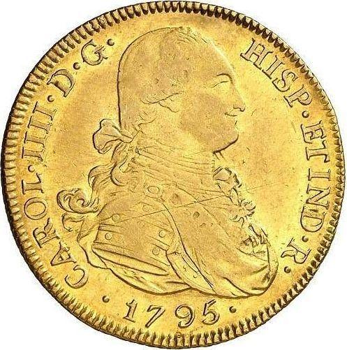 Аверс монеты - 8 эскудо 1795 года PTS PP - цена золотой монеты - Боливия, Карл IV