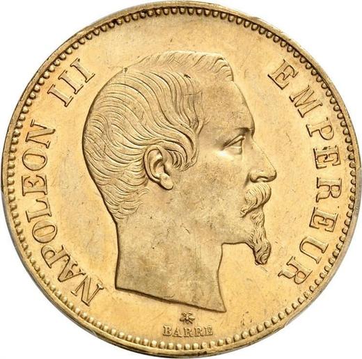 Аверс монеты - 100 франков 1855 года BB "Тип 1855-1860" Страсбург - цена золотой монеты - Франция, Наполеон III