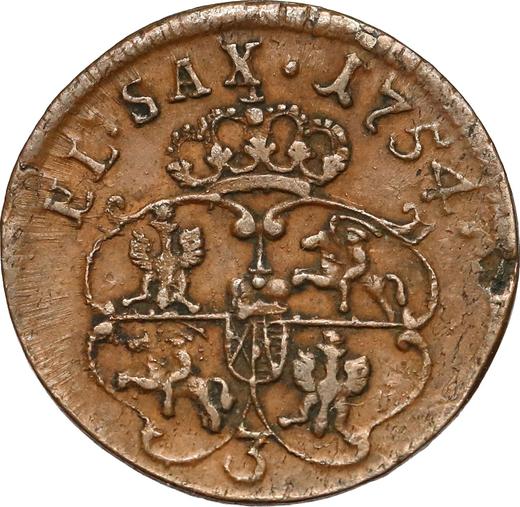 Reverso 1 grosz 1754 "de corona" - valor de la moneda  - Polonia, Augusto III