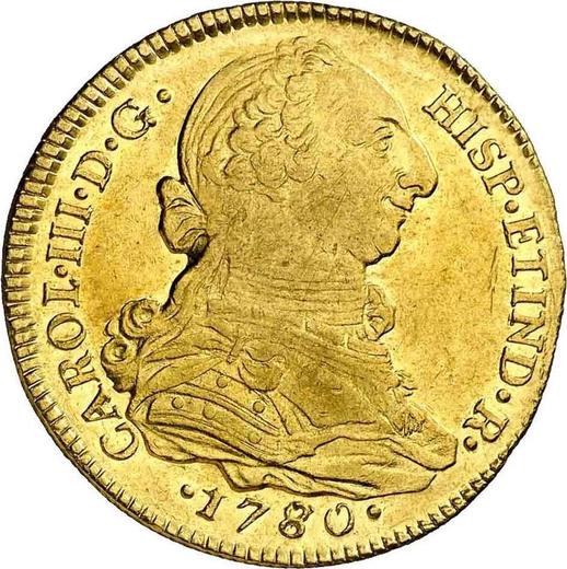 Obverse 4 Escudos 1780 P SF - Gold Coin Value - Colombia, Charles III