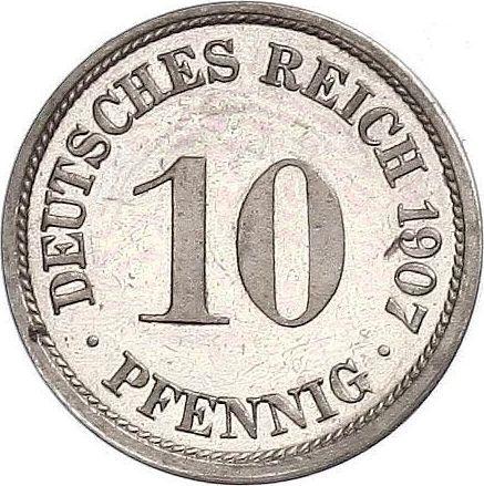Anverso 10 Pfennige 1907 F "Tipo 1890-1916" - valor de la moneda  - Alemania, Imperio alemán